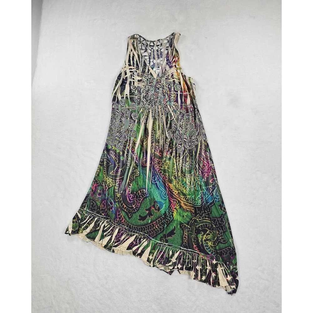 Cato Womens Large Paisley Animal Print Asymmetrical Ruffle Hem Midi Dress Multi